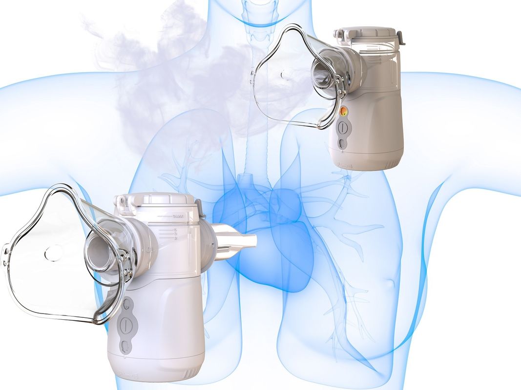 Przenośny wibrujący nebulizator 2-3 μm MMAD Maszyna do wdychania cząstek z pojemnością 9-18 ml i zużyciem energii 1,5 W